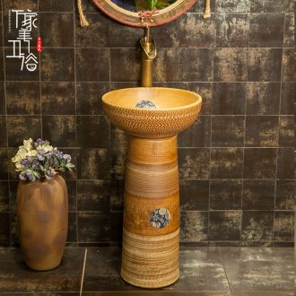 Ceramic basin of pillar type lavatory basin one-piece toilet balcony column basin floor type restoring ancient ways of household