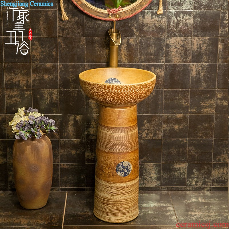 Ceramic basin of pillar type lavatory basin one-piece toilet balcony column basin floor type restoring ancient ways of household