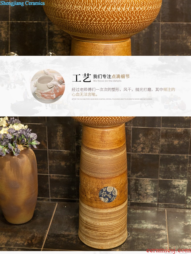 Ceramic basin of pillar type lavatory basin one-piece toilet balcony column basin floor type restoring ancient ways of household