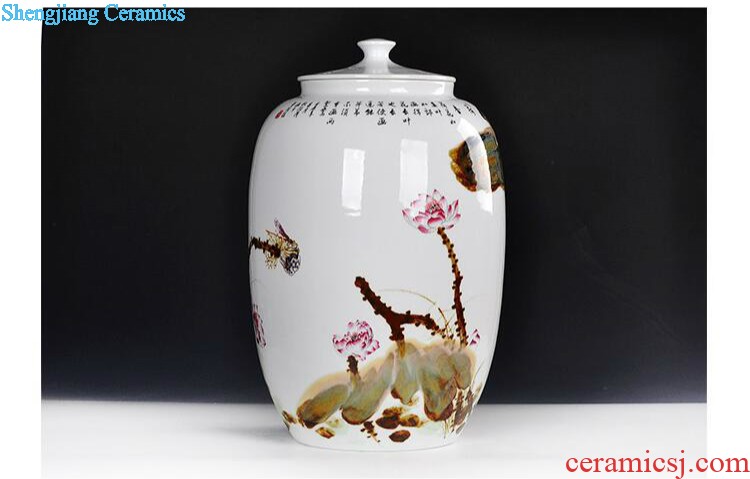 Imitation Ming jiajing colorful fish grain furnishing articles cover pot of archaize of jingdezhen porcelain arts and crafts The sitting room of Chinese style to decorate