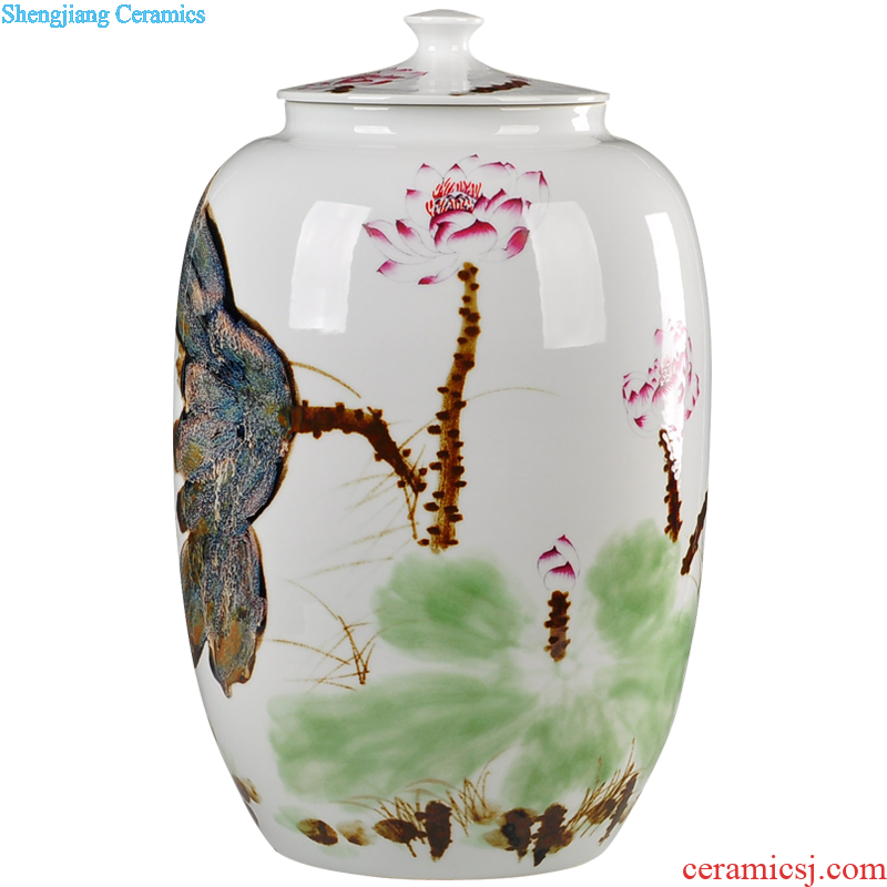 Imitation Ming jiajing colorful fish grain furnishing articles cover pot of archaize of jingdezhen porcelain arts and crafts The sitting room of Chinese style to decorate