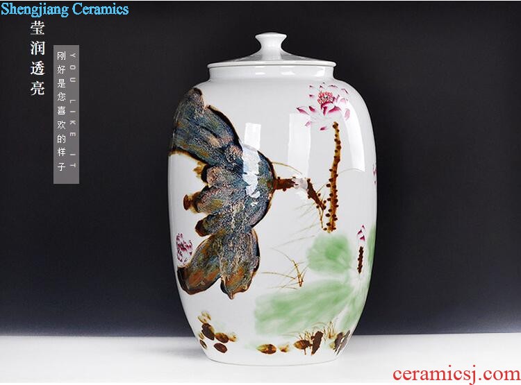 Imitation Ming jiajing colorful fish grain furnishing articles cover pot of archaize of jingdezhen porcelain arts and crafts The sitting room of Chinese style to decorate