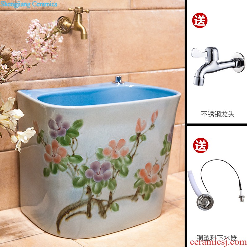 M beautiful balcony toilet ceramic basin on the one-piece jump knife stone yellow lavatory basin that wash a face to wash your hands