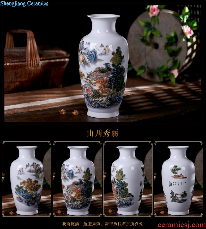 Jingdezhen ceramic vase creative dry flower flower arranging Chinese style restoring ancient ways contemporary and contracted home sitting room adornment is placed