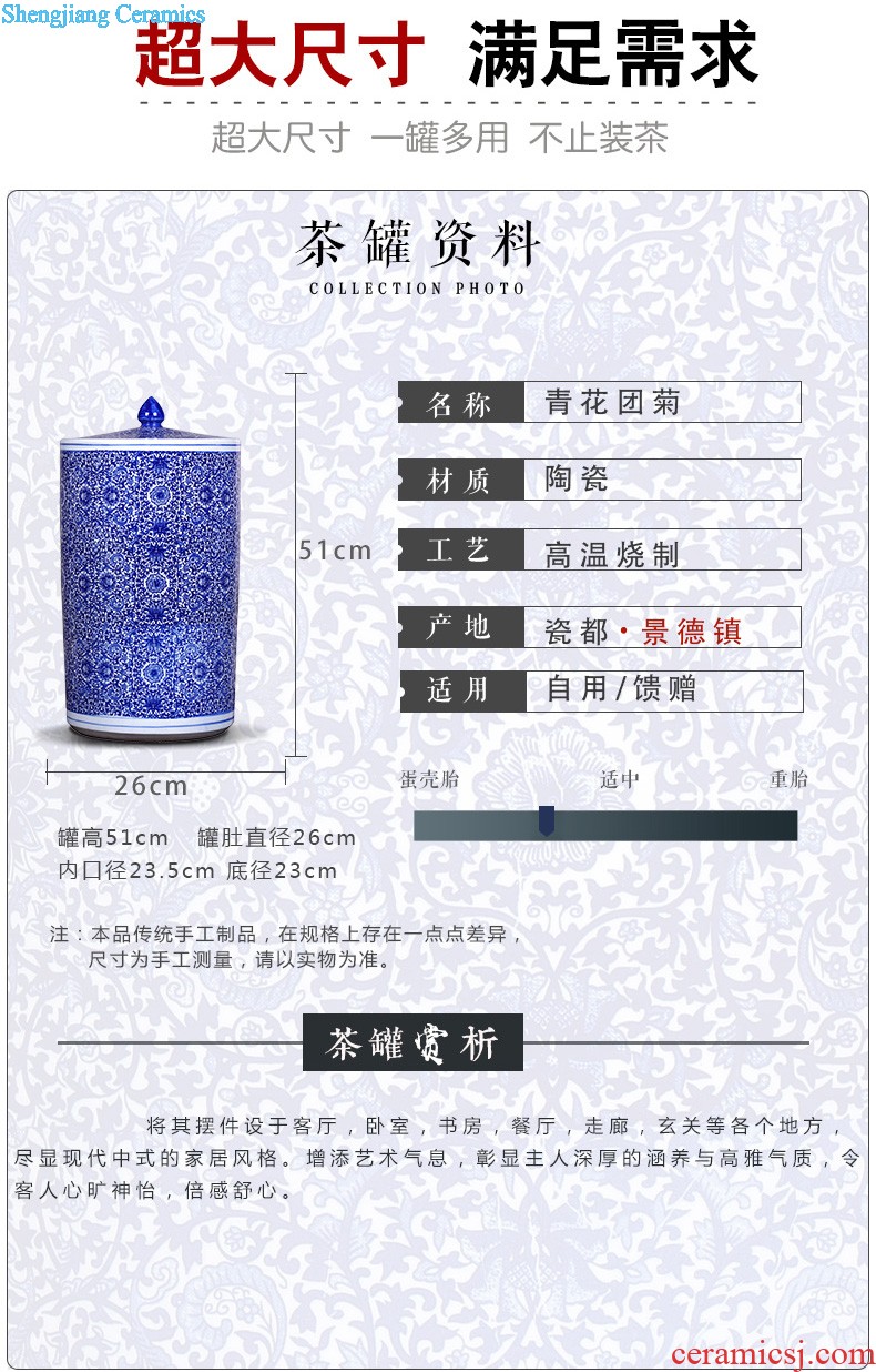 Jingdezhen ceramics hand-painted furnishing articles lucky bamboo vase dry flower vases, new Chinese style living room ceramic bottle furnishing articles