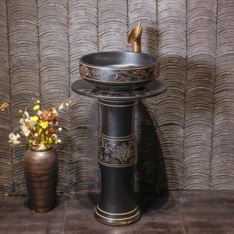 Household sink basin integrated set ceramic column type washs a face basin bathroom column column vertical drop