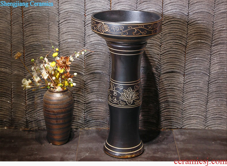 Household sink basin integrated set ceramic column type washs a face basin bathroom column column vertical drop