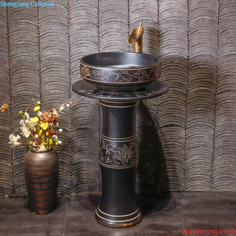 Household sink basin integrated set ceramic column type washs a face basin bathroom column column vertical drop