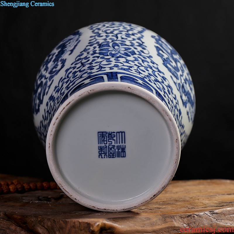 Blue and white porcelain vase, jingdezhen ceramic furnishing articles lucky bamboo handicraft classical flower arrangement porcelain household act the role ofing is tasted the living room