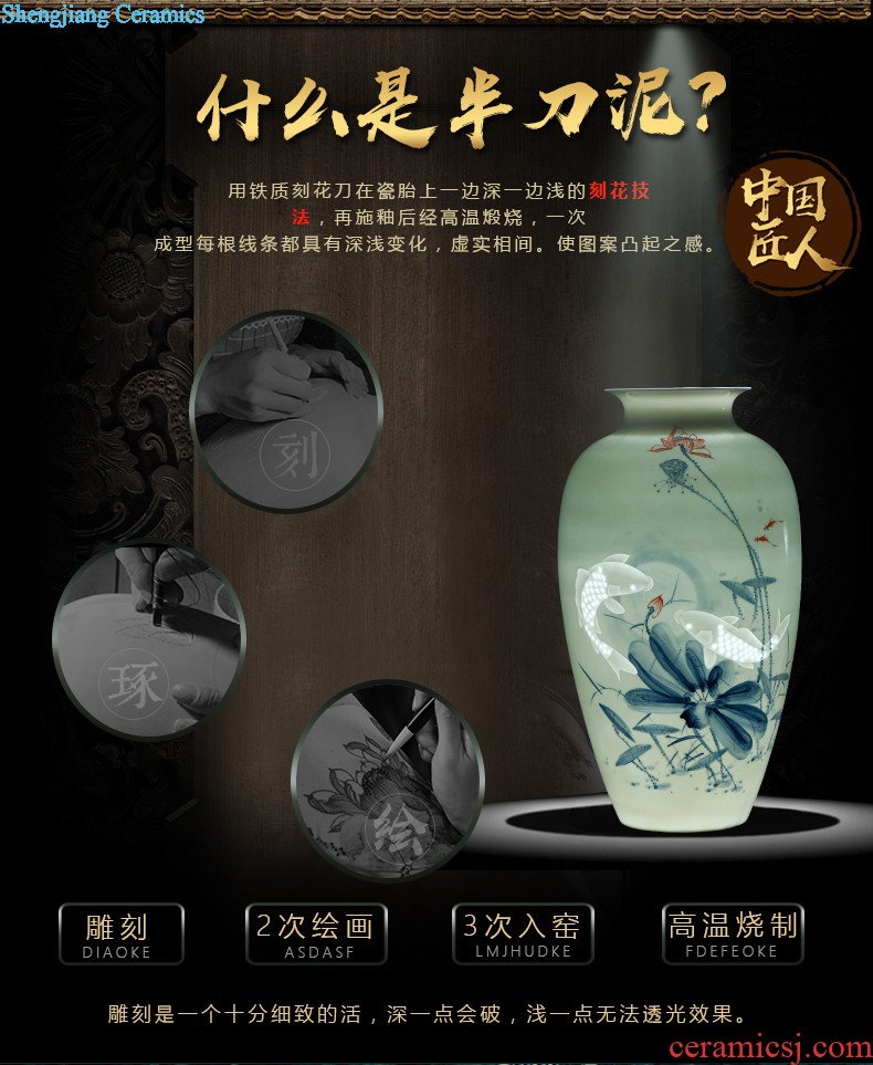 Jingdezhen famous hand-painted ceramic large vase Household act the role ofing is tasted furnishing articles sitting room Hotel decoration for the opening gifts