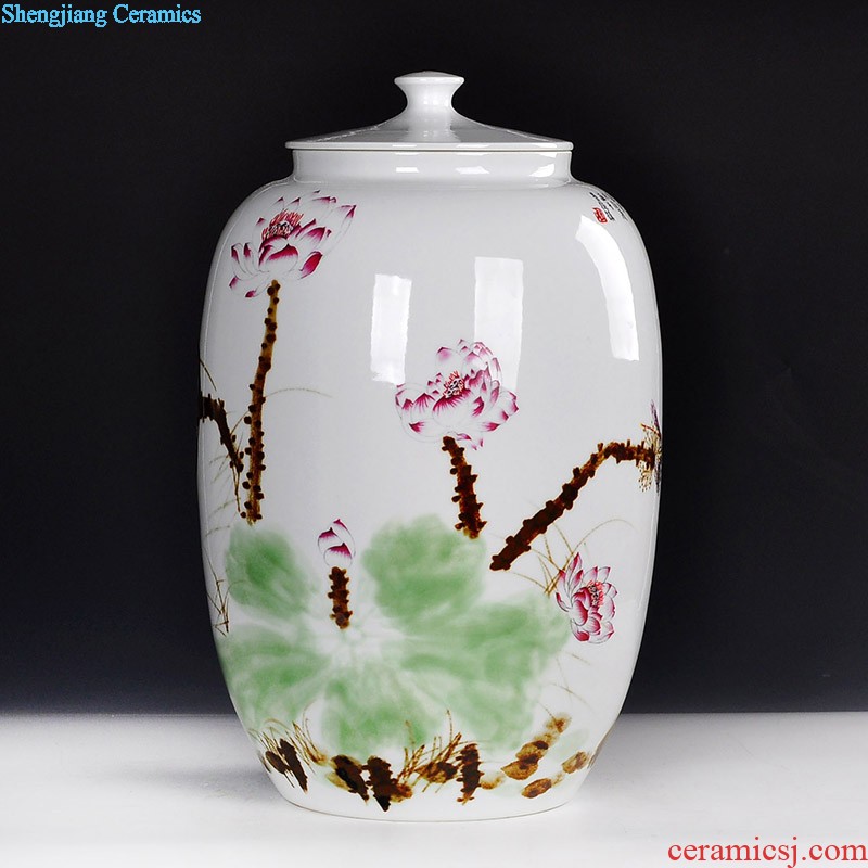 Imitation Ming jiajing colorful fish grain furnishing articles cover pot of archaize of jingdezhen porcelain arts and crafts The sitting room of Chinese style to decorate