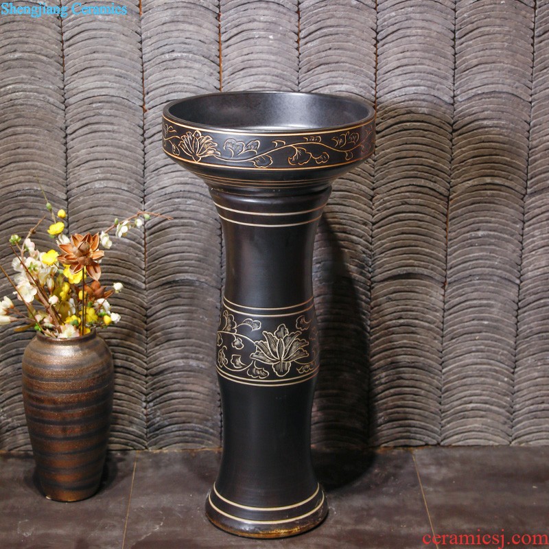 Household sink basin integrated set ceramic column type washs a face basin bathroom column column vertical drop