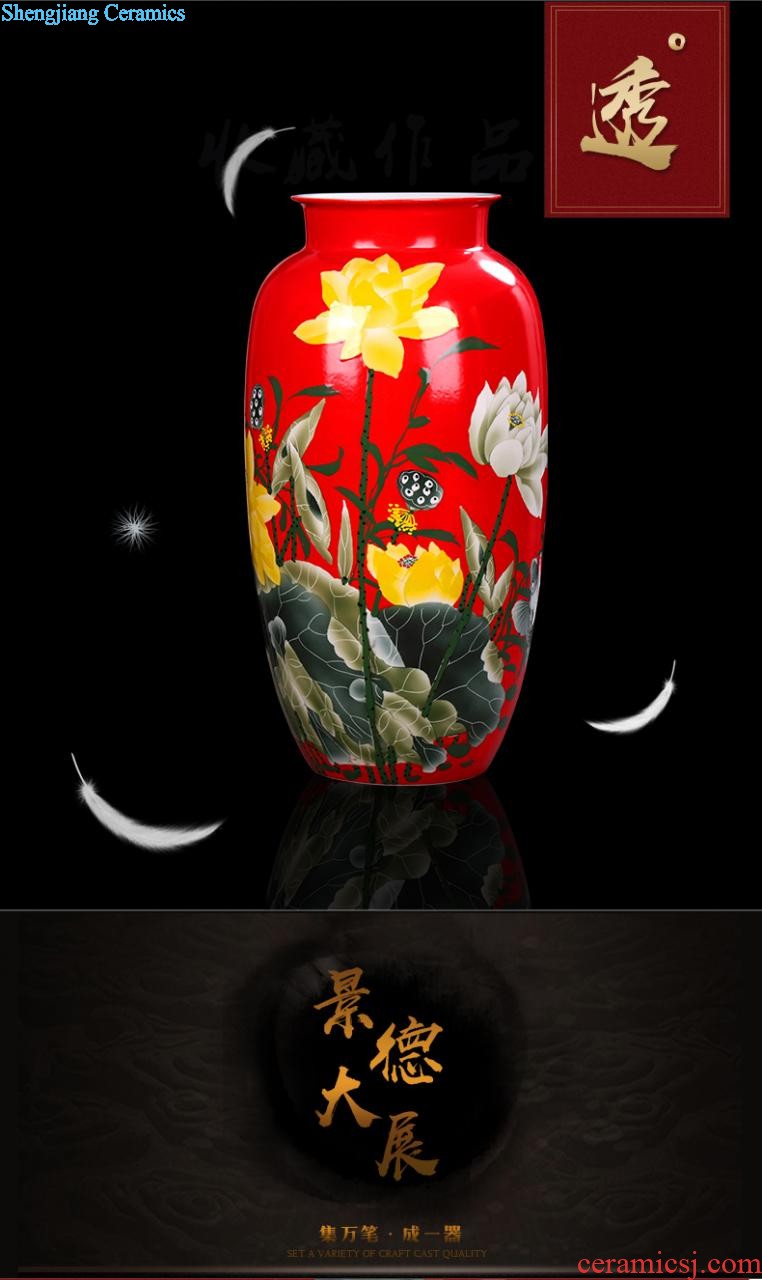 Famous hand-painted ceramic vase furnishing articles jingdezhen porcelain household sitting room adornment flower arranging furnishing articles creative arts and crafts