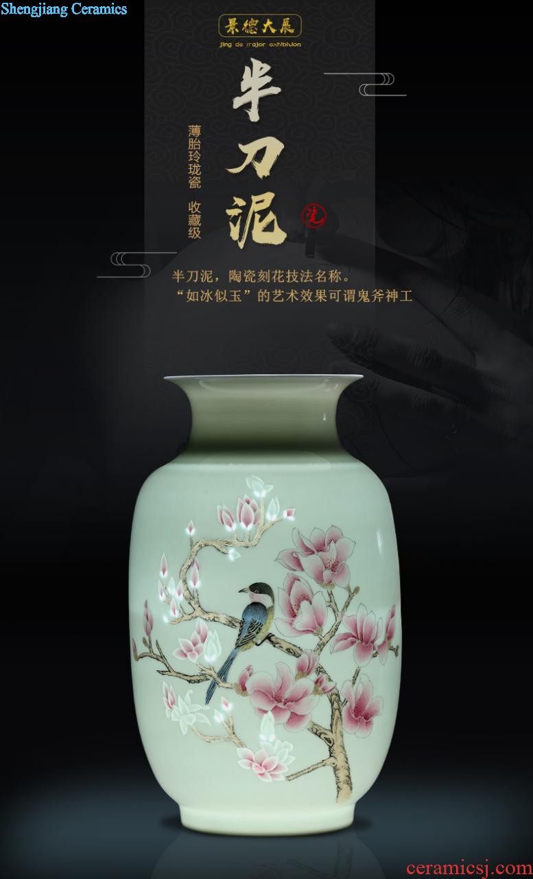 Ikea jingdezhen small mouth ceramic vase furnishing articles contemporary and contracted sitting room porch TV ark dried flower crafts