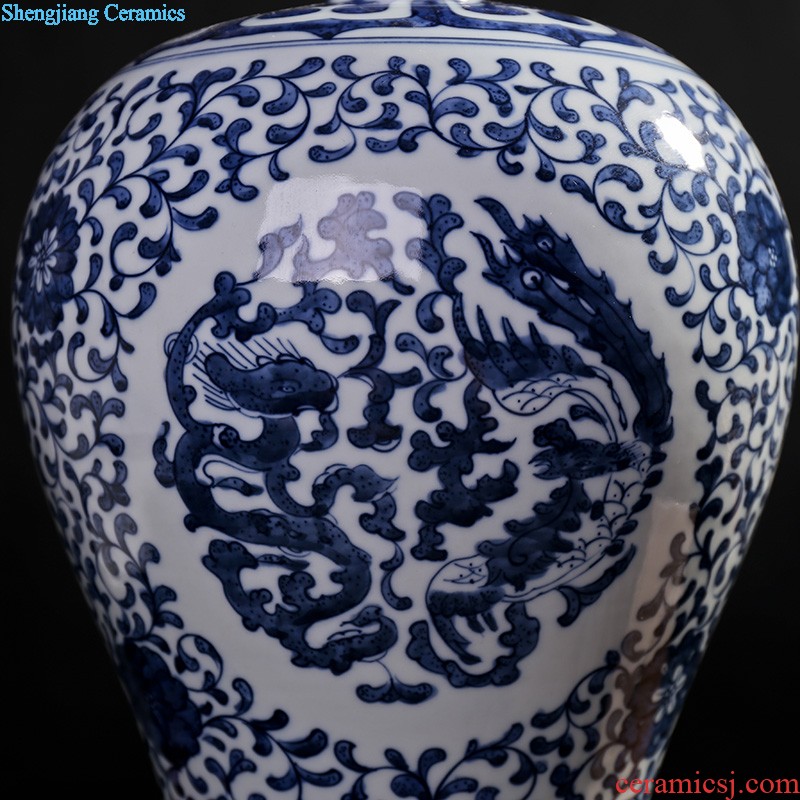 Blue and white porcelain vase, jingdezhen ceramic furnishing articles lucky bamboo handicraft classical flower arrangement porcelain household act the role ofing is tasted the living room