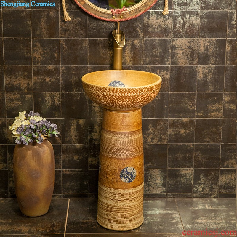 Ceramic basin of pillar type lavatory basin one-piece toilet balcony column basin floor type restoring ancient ways of household