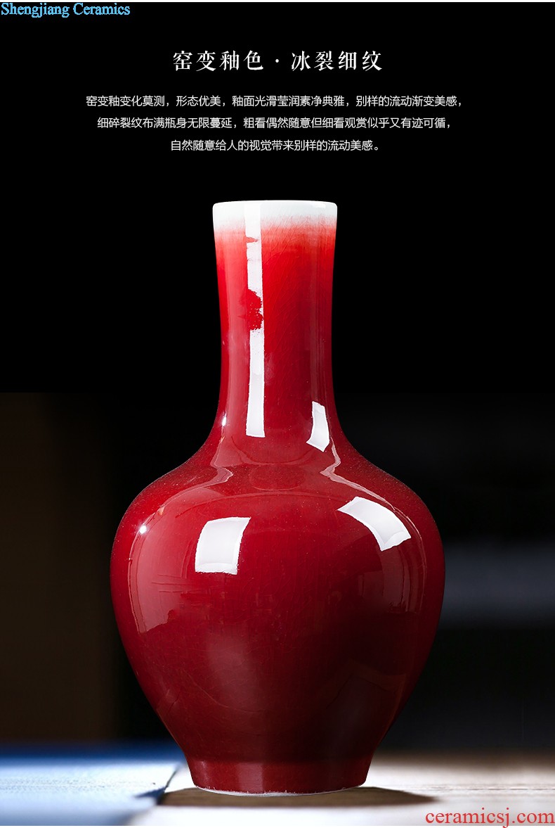 Jingdezhen ceramics northern wind creative process wine colored enamel luminous floret bottle household adornment furnishing articles