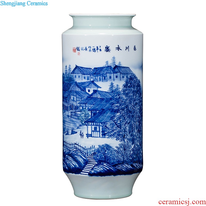 Jingdezhen ceramics vase antique blue-and-white large flower arranging new porch sitting room of Chinese style household act the role ofing is tasted furnishing articles