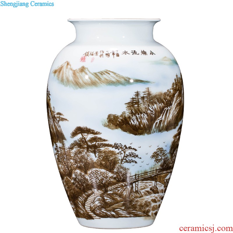 Jingdezhen ceramic peacock knife clay figure hand-painted vases, flower arrangement sitting room of Chinese style household adornment handicraft furnishing articles