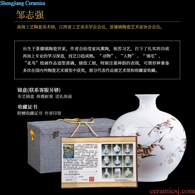 Jingdezhen ceramics hand-painted shrimp boring vase wine porch home decoration sitting room TV ark furnishing articles