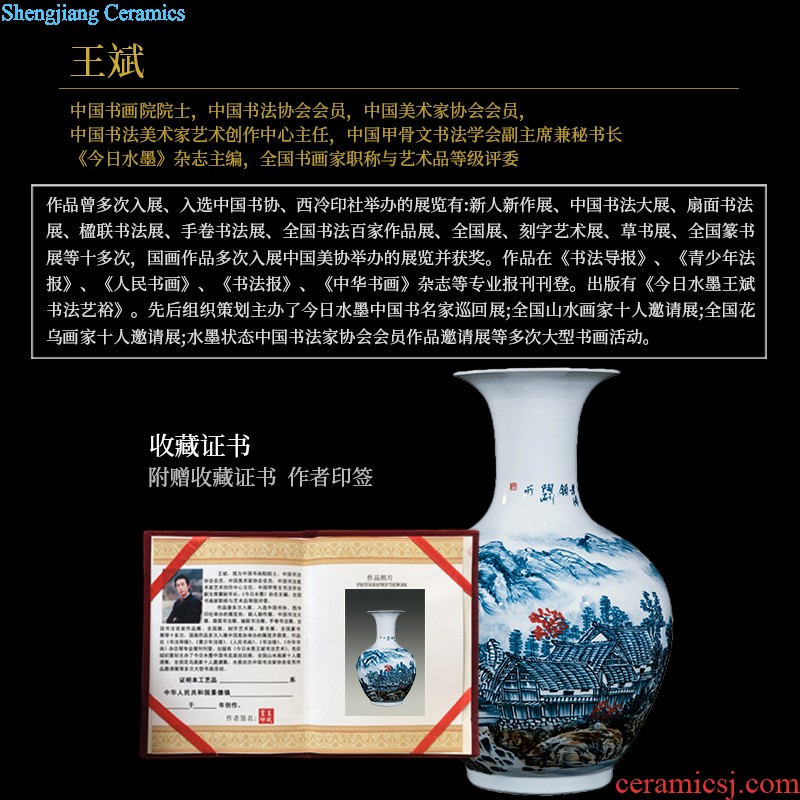 Jingdezhen ceramic celebrity master hand draw large vases, Chinese style household adornment hotel villa handicraft furnishing articles