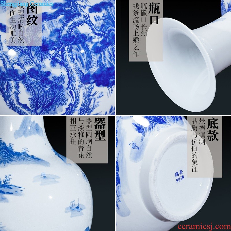 The jingdezhen ceramics by hand throwing carve shadow blue bottles of wine porch home furnishing articles