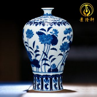 Jingdezhen ceramics vase antique blue-and-white large flower arranging new porch sitting room of Chinese style household act the role ofing is tasted furnishing articles