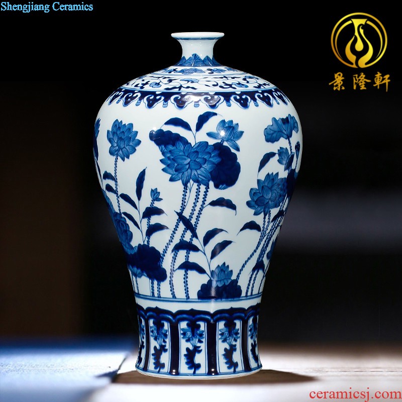 Jingdezhen ceramics vase antique blue-and-white large flower arranging new porch sitting room of Chinese style household act the role ofing is tasted furnishing articles