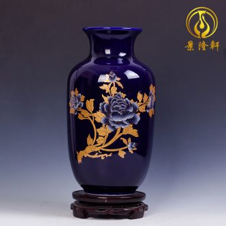 Jingdezhen ceramics green glaze vase flower receptacle contemporary household adornment handicraft mesa sitting room decoration