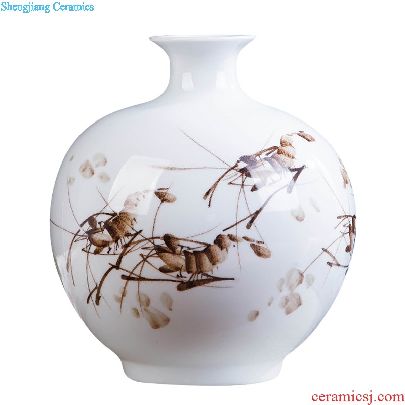 Jingdezhen ceramics hand-painted shrimp boring vase wine porch home decoration sitting room TV ark furnishing articles