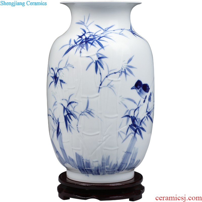 Jingdezhen ceramics hand-painted steed vases, flower arrangement sitting room of Chinese style household adornment TV ark furnishing articles present