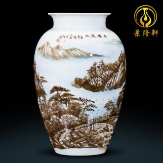 Jingdezhen ceramic peacock knife clay figure hand-painted vases, flower arrangement sitting room of Chinese style household adornment handicraft furnishing articles