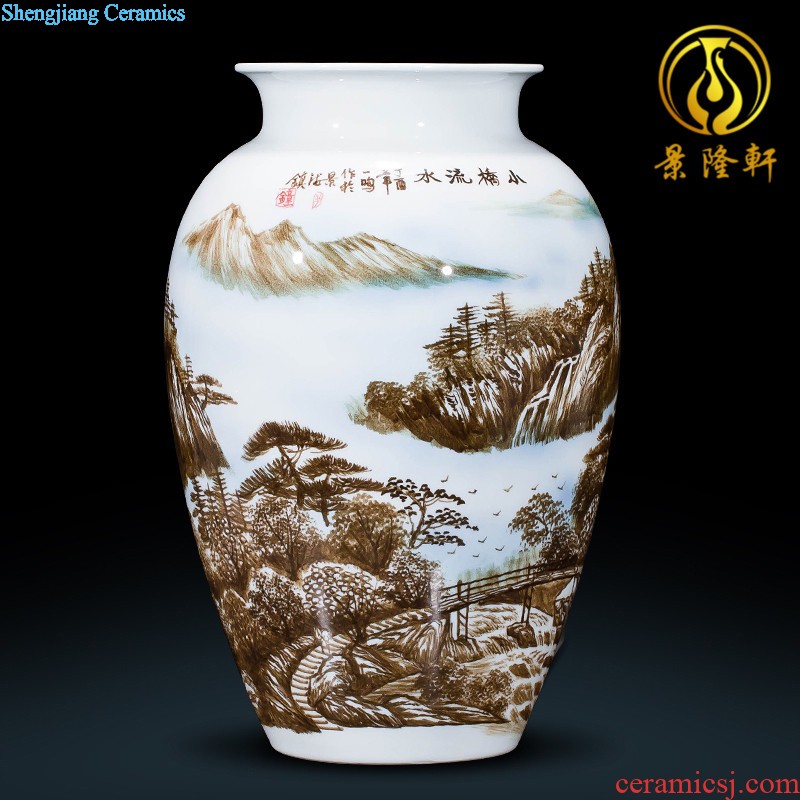 Jingdezhen ceramic peacock knife clay figure hand-painted vases, flower arrangement sitting room of Chinese style household adornment handicraft furnishing articles