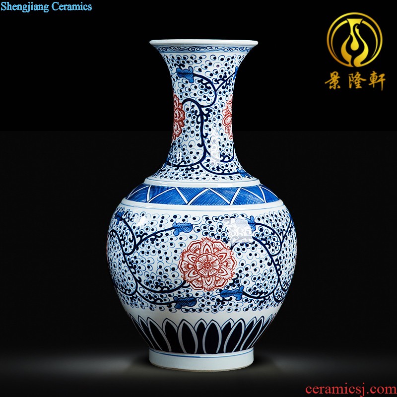 Jingdezhen ceramics big vase sitting room crafts flower arranging landing Chinese style household adornment office furnishing articles