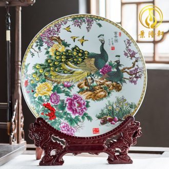 Jingdezhen ceramics furnishing articles household decorations hanging dish sitting room wine rich decorative plate Chinese arts and crafts