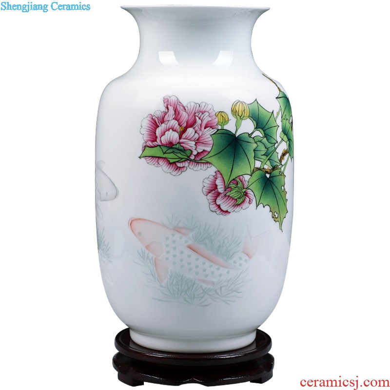 Jingdezhen ceramics bamboo report peaceful hand carved vases, flower arrangement sitting room adornment of Chinese style household furnishing articles gifts