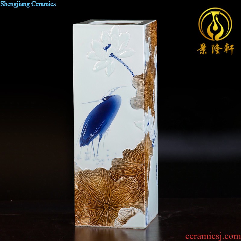 Jingdezhen ceramic hand-painted vases, three-piece suit of new Chinese style living room furnishing articles wine handicraft decorative household items