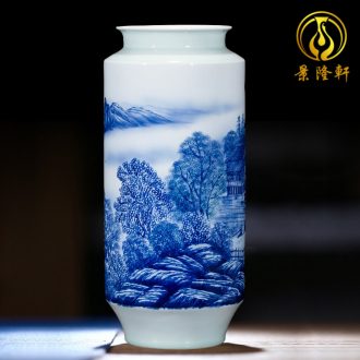 Jingdezhen ceramics vase antique blue-and-white large flower arranging new porch sitting room of Chinese style household act the role ofing is tasted furnishing articles