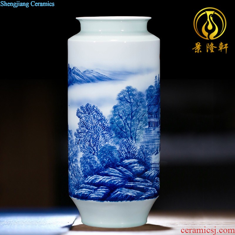 Jingdezhen ceramics vase antique blue-and-white large flower arranging new porch sitting room of Chinese style household act the role ofing is tasted furnishing articles