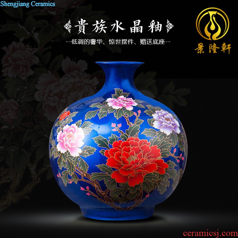 Archaize of jingdezhen ceramics kiln open yellow vase modern classical household adornment handicraft furnishing articles