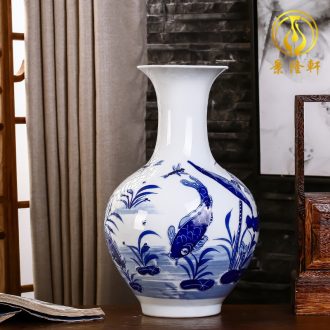 Jingdezhen ceramics hand-painted vases MeiHe double flower arranging clearer Chinese style home sitting room adornment is placed a gift