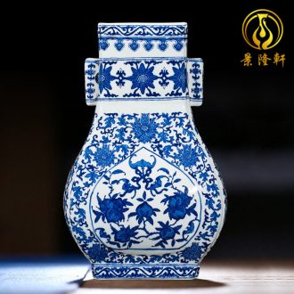 Jingdezhen ceramics vase antique blue-and-white large flower arranging new porch sitting room of Chinese style household act the role ofing is tasted furnishing articles