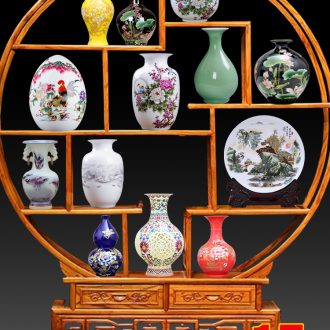 Jingdezhen ceramics vases, flower arranging three-piece suit Chinese place to live in the sitting room TV ark adornment small handicraft