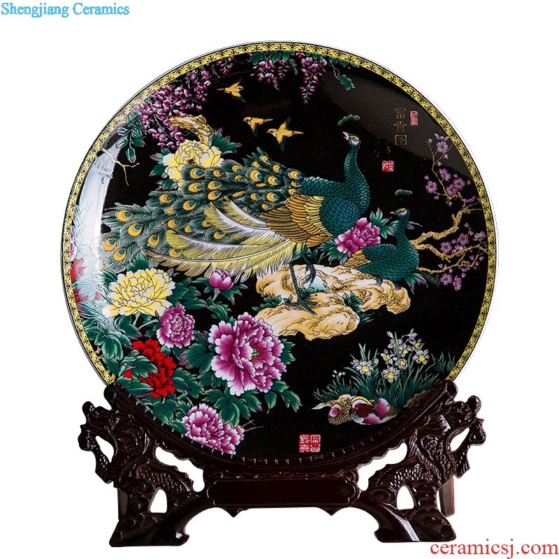 Porcelain of jingdezhen ceramics vase Chinese penjing flower arranging three-piece wine cabinet decoration plate of household decoration