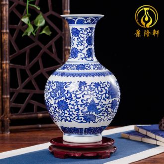 Jingdezhen chinaware lotus of blue and white porcelain vase decoration modern household act the role ofing is tasted crafts ambry furnishing articles