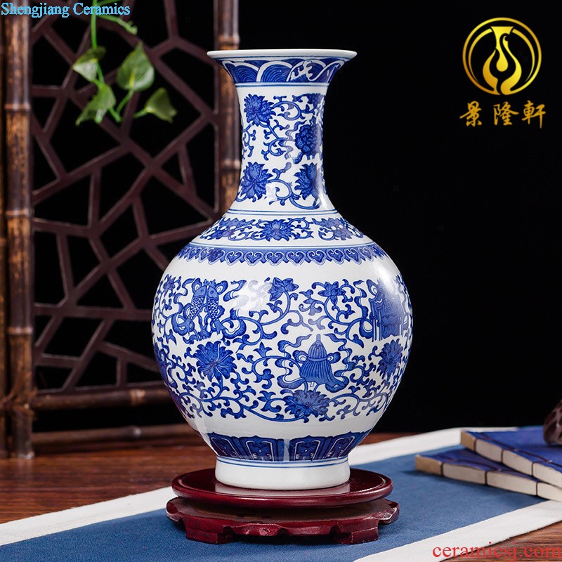 Jingdezhen chinaware lotus of blue and white porcelain vase decoration modern household act the role ofing is tasted crafts ambry furnishing articles