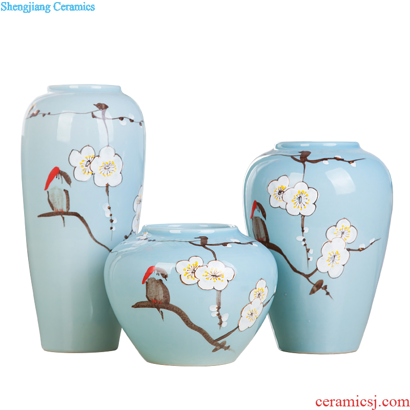 Jingdezhen ceramics landscape painting large Chinese blue and white porcelain vase study ground adornment office furnishing articles