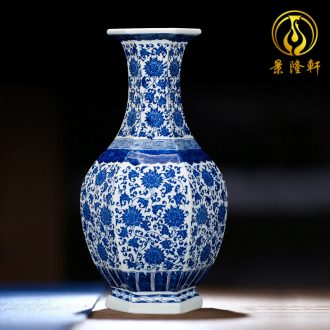 Jingdezhen ceramics vase antique blue-and-white large flower arranging new porch sitting room of Chinese style household act the role ofing is tasted furnishing articles