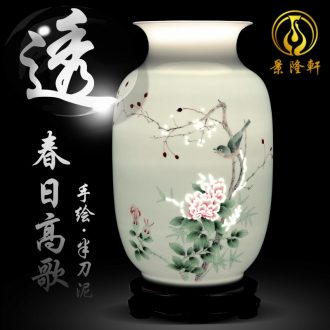 Jingdezhen ceramic landscape hand-painted knife clay sculpture vases, flower arrangement of Chinese style home sitting room adornment is placed