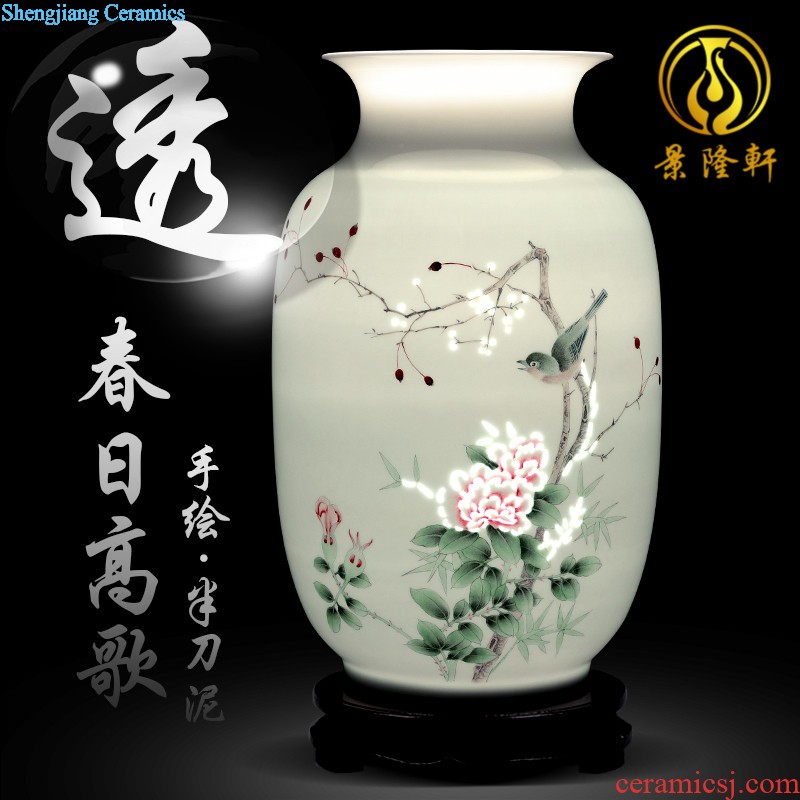 Jingdezhen ceramic landscape hand-painted knife clay sculpture vases, flower arrangement of Chinese style home sitting room adornment is placed